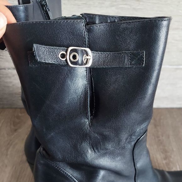 Steve Madden Got You Vintage Black Leather Mid-Calf Boots Sz 7.5 - Picture 9 of 14